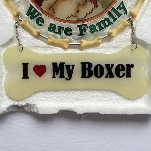 Amia Studios Suncatcher I Love My Boxer Painted Glass Bones Paws Print New - Picture 4 of 9